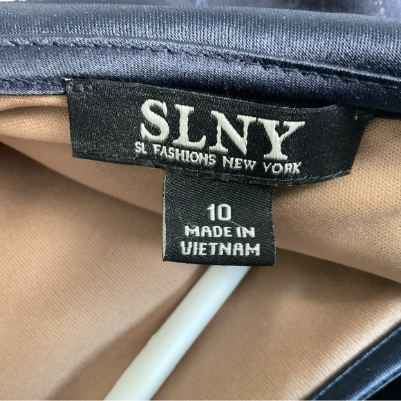 SLNY Chiffon Blue Lace Cocktail or Evening Dress. - Picture 7 of 11